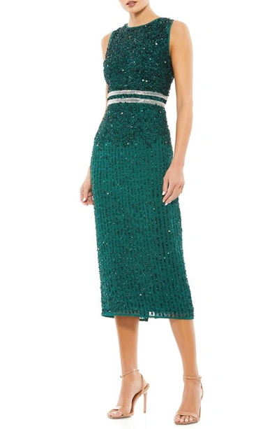 Shop Mac Duggal Vertical Sequin Sheath Cocktail Dress In Deep Emerald