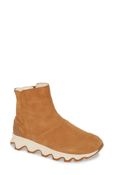 Shop Sorel Kinetic Insulated Waterproof Short Boot In Camel Brown Suede