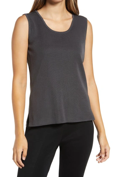 Shop Ming Wang Scoop Neck Knit Tank In Granite