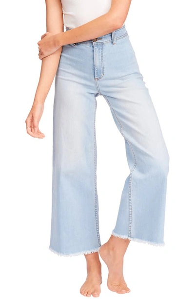 Shop Billabong Free Fall Frayed Wide Leg Trouser Jeans In Washed Denim