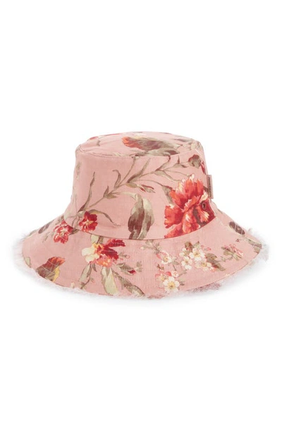 Shop Zimmermann Reversible Linen Bucket Hat In Musk Floral