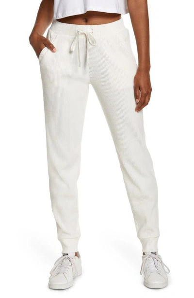 Shop Alo Yoga Muse Ribbed High Waist Sweatpants In Ivory