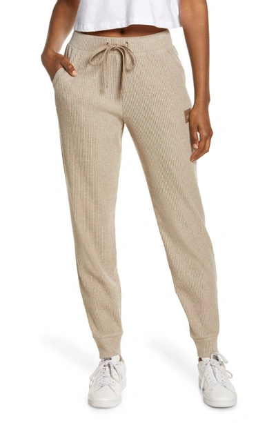 Shop Alo Yoga Muse Ribbed High Waist Sweatpants In Gravel Heather
