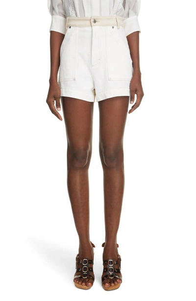 Shop Chloé Denim Shorts In Iconic Milk