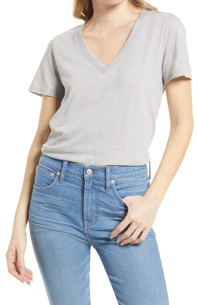 Shop Madewell Whisper Cotton V-neck T-shirt In Steel Dawn