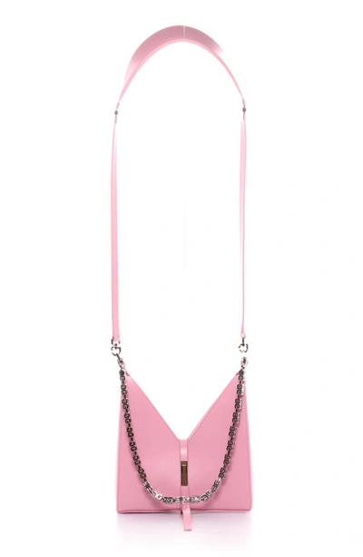 Shop Givenchy Mini Cutout Chain Strap Leather Crossbody Bag In Baby Pink