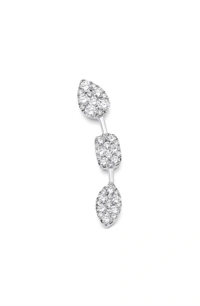 Shop Sara Weinstock Reverie Three-cluster Diamond Ear Crawler Earrings In 18k White Gold Crawler - Right