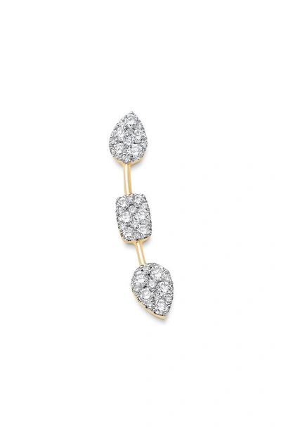 Shop Sara Weinstock Reverie Three-cluster Diamond Ear Crawler Earrings In 18k Yellow Gold Wire - Left