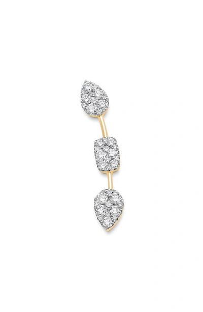 Sara Weinstock Reverie Three-cluster Diamond Ear Crawler Earrings In 18k Yellow Gold Wire - Right