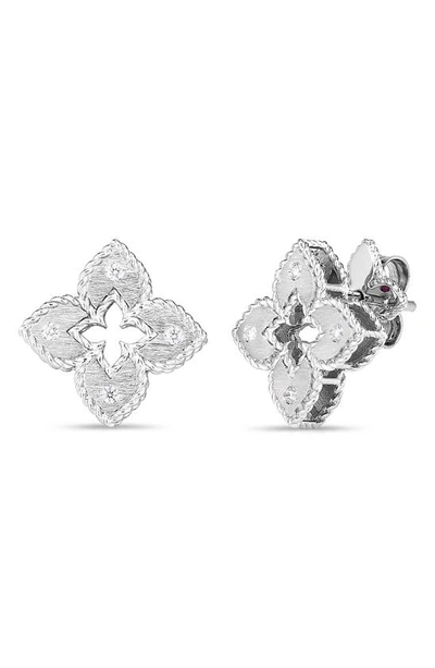 Shop Roberto Coin Venetian Princess Diamond Stud Earrings In White Gold