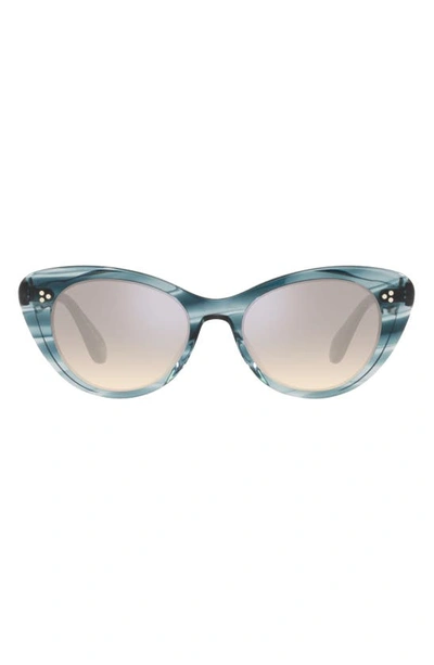Shop Oliver Peoples Rishell 51mm Cat Eye Sunglasses In Washed Lapis/ Moondust Gradien