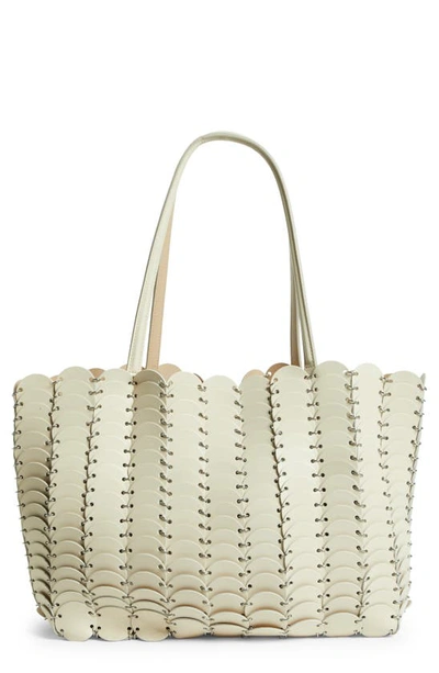 Shop Rabanne Pacoico Leather Tote In Dark Beige/ Nude