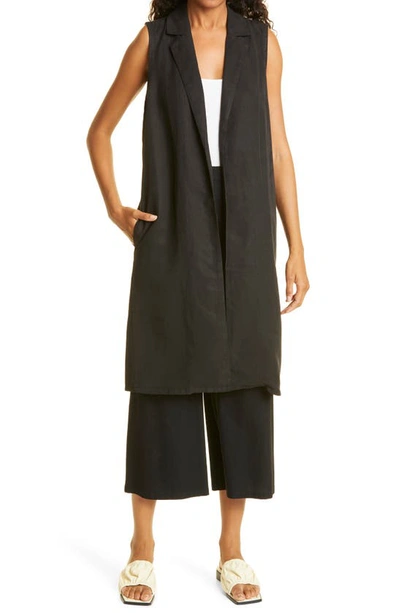 Shop Eileen Fisher Longline Vest In Black