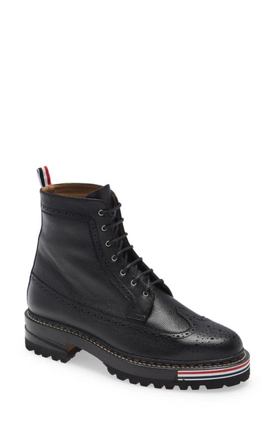 Shop Thom Browne Rwb Longwing Hiking Boot In Black