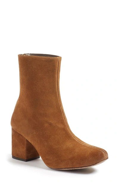 Shop Free People Cecile Block Heel Bootie In Brown Suede