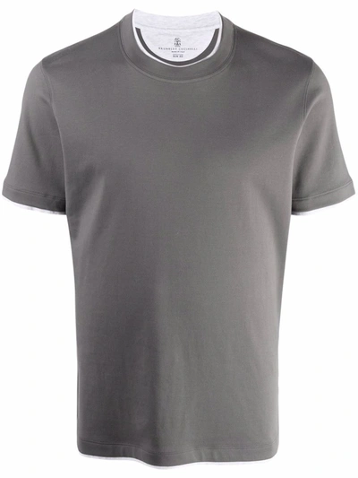 Shop Brunello Cucinelli Layered Crew-neck T-shirt In Grau