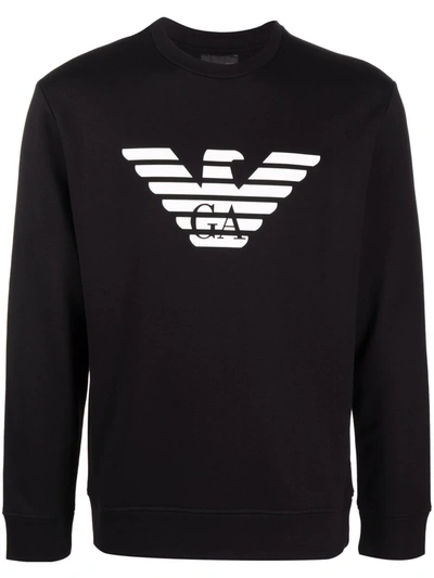 Shop Emporio Armani Logo-print Cotton Sweatshirt In Schwarz