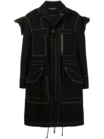 Shop Undercover Button-front Parka Coat In Black