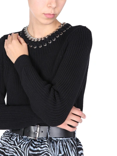Shop Michael Michael Kors Crew Neck Sweater In Black