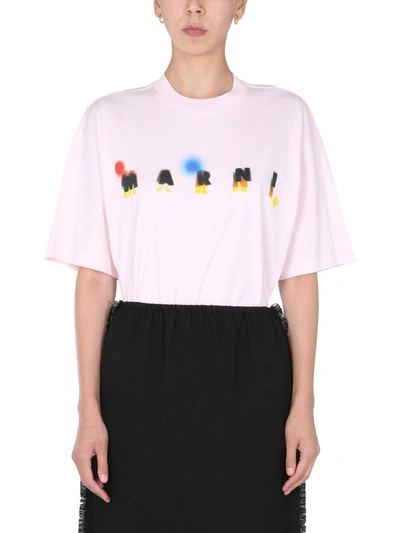 Shop Marni Crew Neck T-shirt In Pink