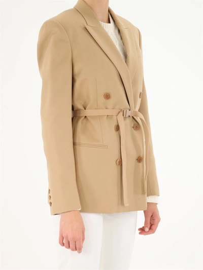 Shop Stella Mccartney Double-breasted Tailored Wool Jacket In Camel
