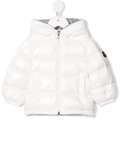 Shop Moncler Logo-print Padded Hooded Down Jacket In White