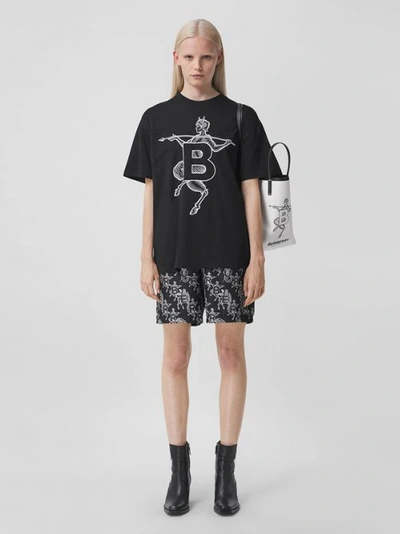 Shop Burberry Mythical Alphabet Motif Cotton T-shirt – Unisex In Black