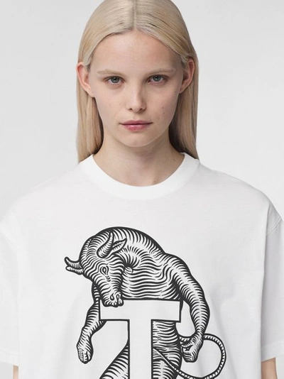 Shop Burberry Mythical Alphabet Motif Cotton T-shirt – Unisex In White