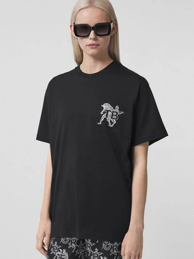 Shop Burberry Mythical Alphabet Monogram Motif Cotton T-shirt – Unisex In Black