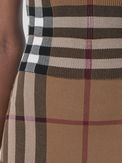 Shop Burberry Check Cotton Silk Blend Jacquard Skirt In Birch Brown