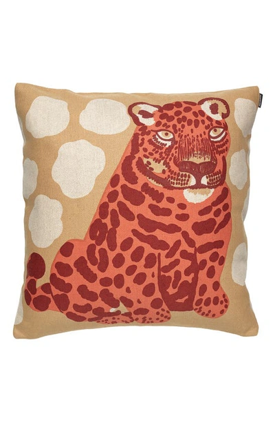 Marimekko Kaksoset Cotton & Linen Cushion Cover In Beige/burgundy/orange