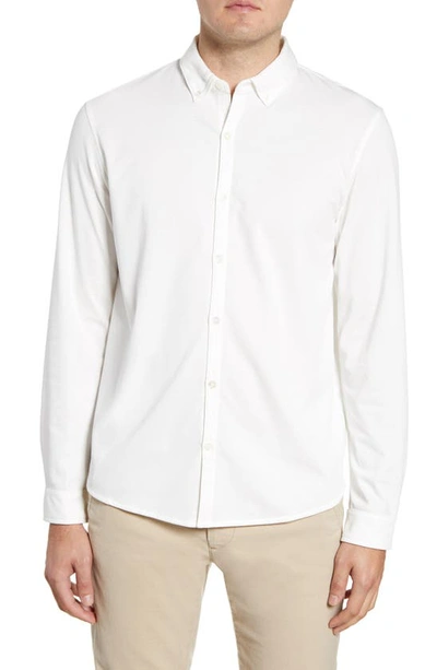 Shop Zachary Prell Glacier Regular Fit Button-down Cotton Blend Knit Shirt In White