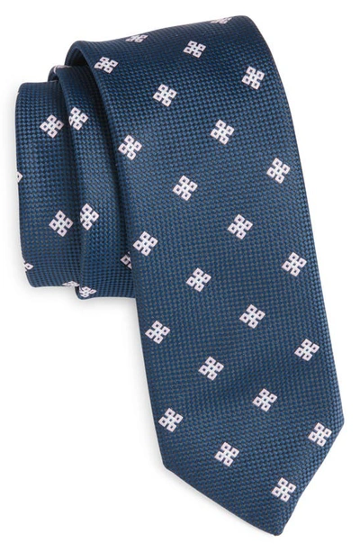 Shop Hugo Boss Traveler Geo Medallion Skinny Tie In Dark Blue