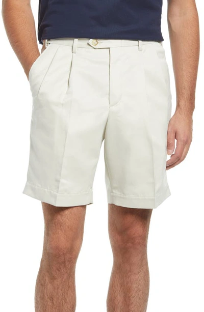 Shop Berle Pleated Shorts In Stone