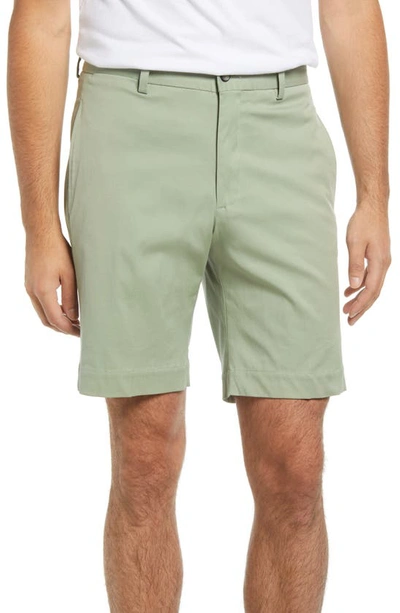 Shop Berle Charleston Khakis Flat Front Stretch Twill Shorts In Sage