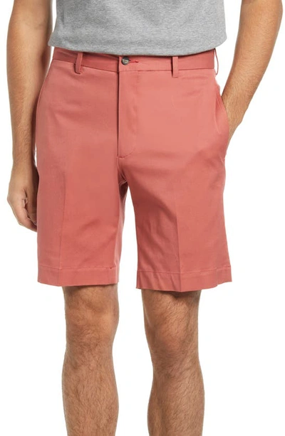 Shop Berle Charleston Khakis Flat Front Stretch Twill Shorts In Charleston Brick