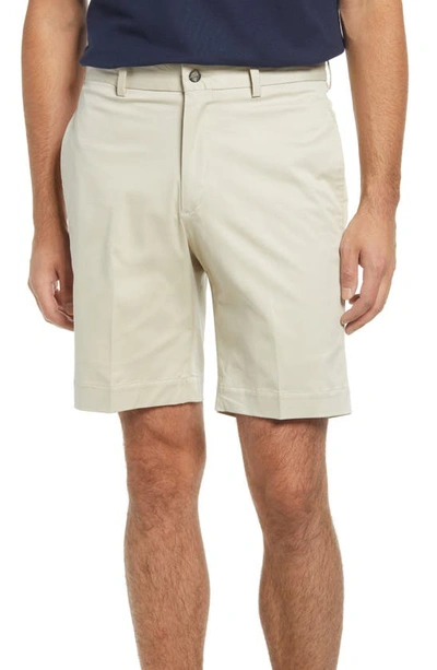 Shop Berle Charleston Khakis Flat Front Stretch Twill Shorts In Stone