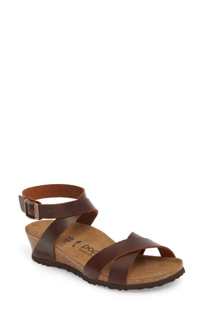 Shop Birkenstock Lola Wedge Sandal In Cognac Leather