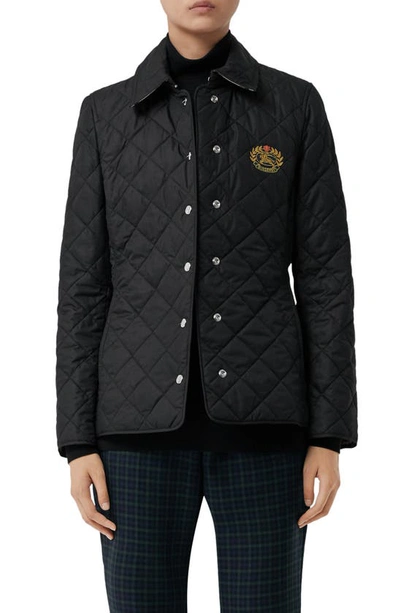 Shop Burberry Franwell Diamond Quilted Jacket In Black