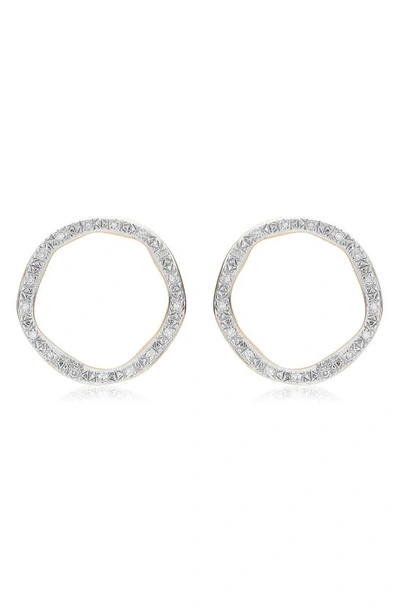Shop Monica Vinader Riva Large Circle Diamond Stud Earrings In Yellow Gold/ Diamond