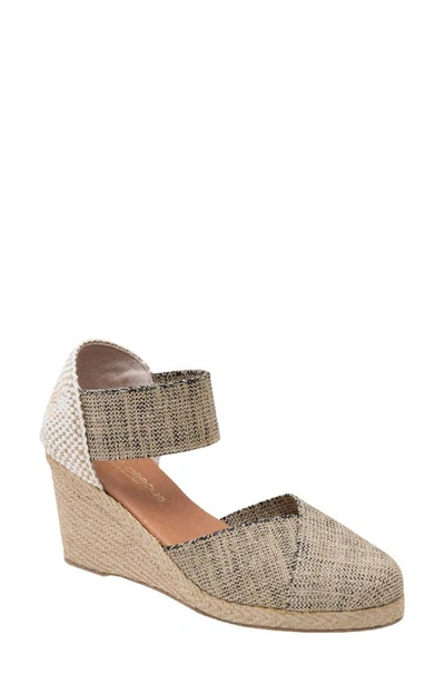 Shop Andre Assous Anouka Espadrille Wedge In Black/ Beige Fabric