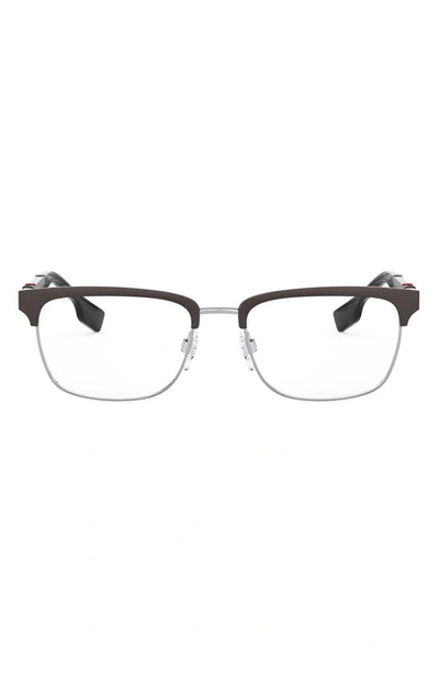 Shop Burberry 55mm Rectangular Optical Glasses In Silver