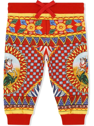 Shop Dolce & Gabbana Carretto-print Track Pants In Red