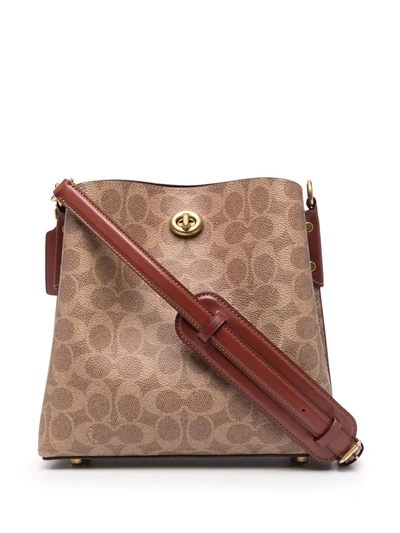 Coach Coated Canvas Signature Willow Shoulder Bag, B4/Tan Rust, One Size:  Handbags
