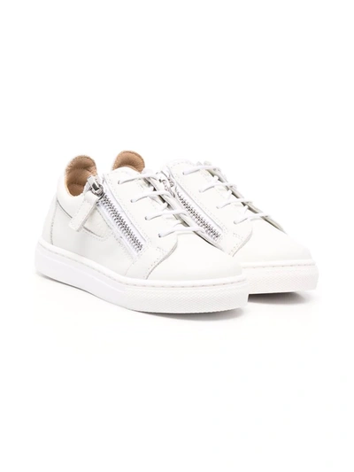 Shop Giuseppe Junior Zip-up Flatform Sneakers In White