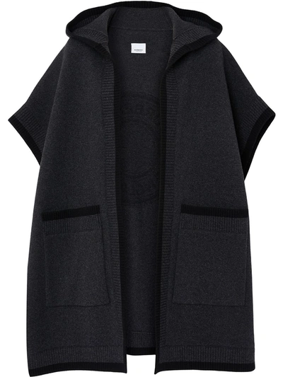 Shop Burberry Logo-jacquard Knitted Cape In Black