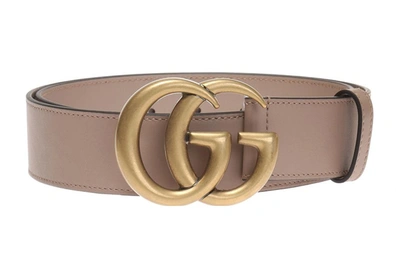 Shop Gucci Leather Belt With Double G Buckle In Pink,yellow