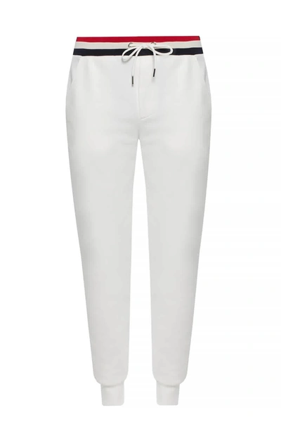 Shop Moncler Mens Striped Waistband Sweatpants In White