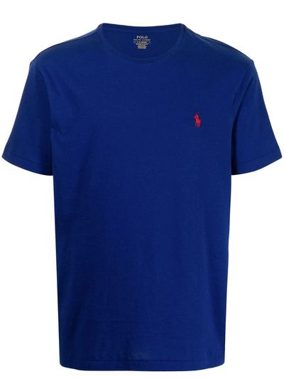 Shop Polo Ralph Lauren Logo-embroidered T-shirt In Blau