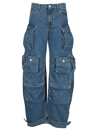 Shop Attico Fernblue Denim Pants In Flat Blue
